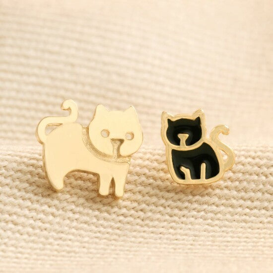 Mum and Kitten Gold Earrings