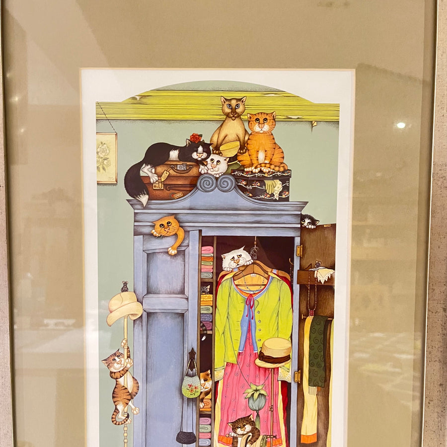 Feline Frippery, Linda Jane Smith Vintage Framed Limited Edition Print