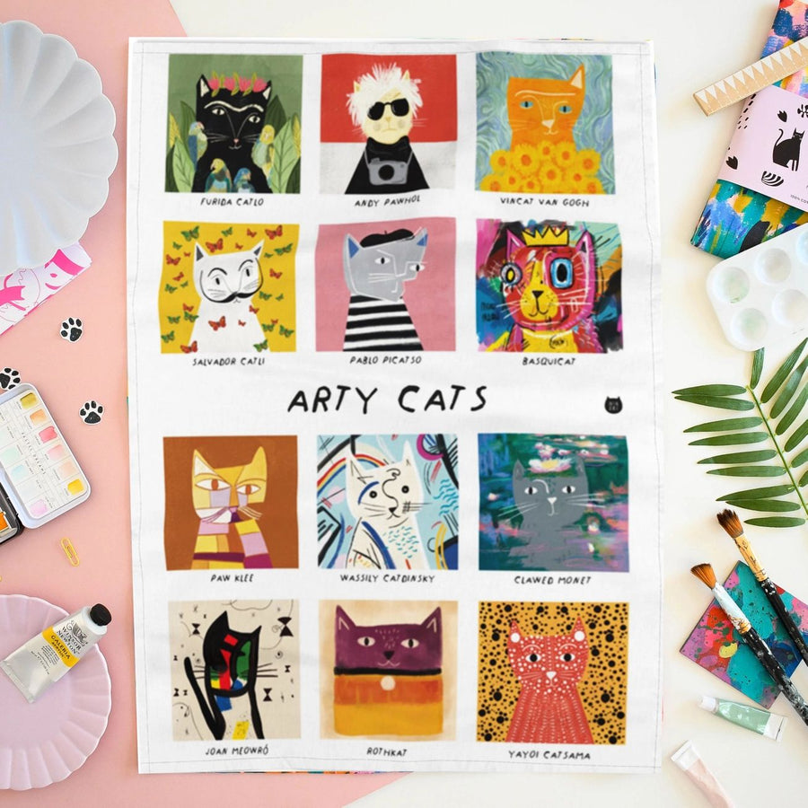 Arty Cats Tea Towel