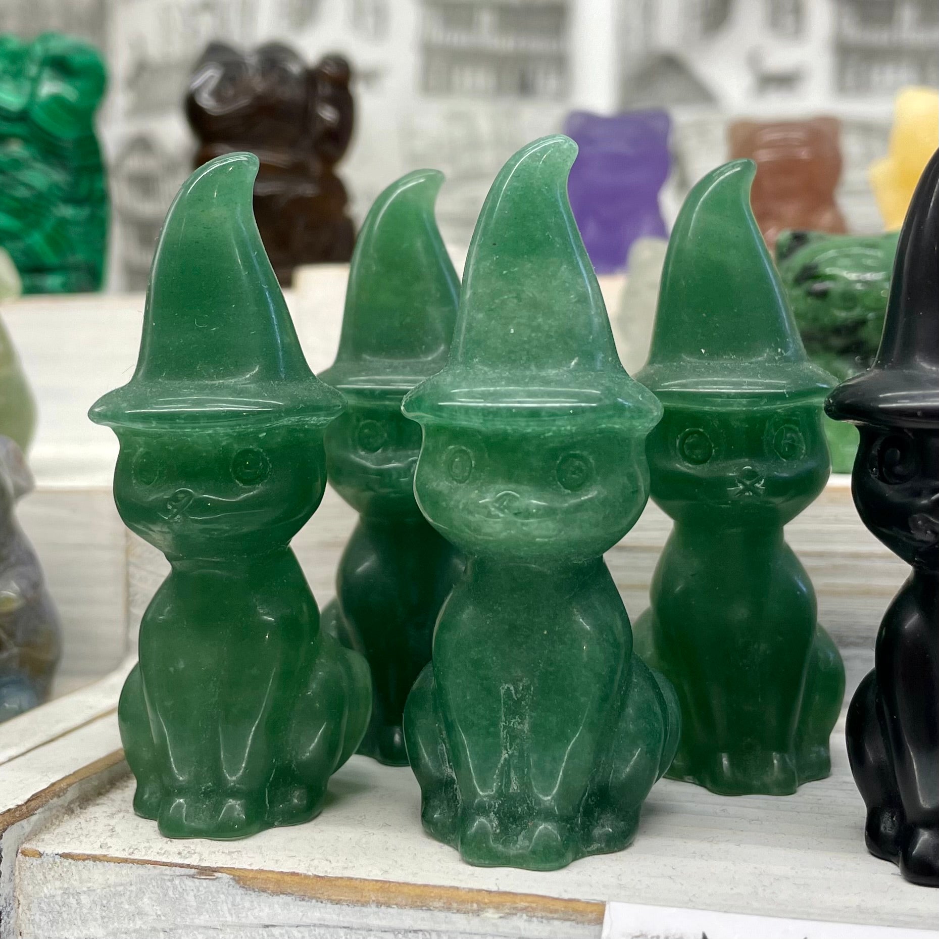 Green Aventurine Gemstone Wizard Cat