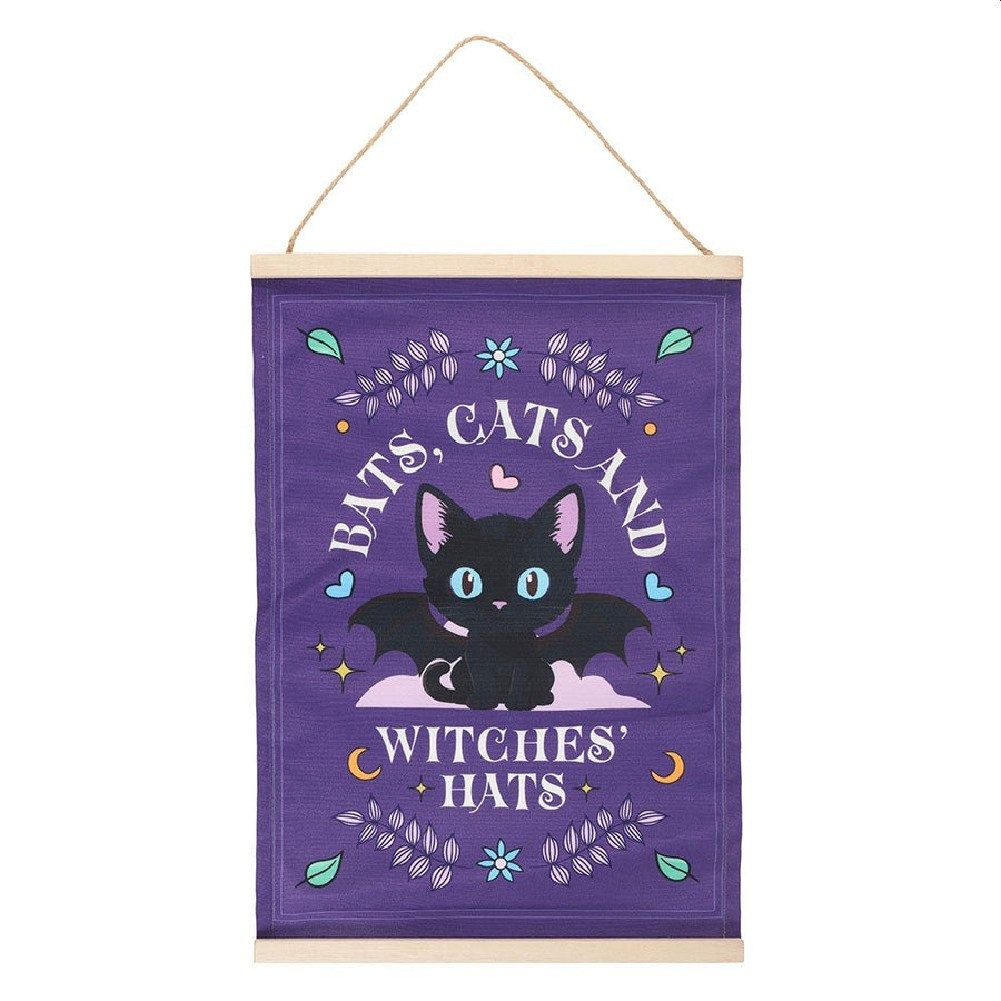 Bats, Cats and Witches Hats Fabric Wall Hanging