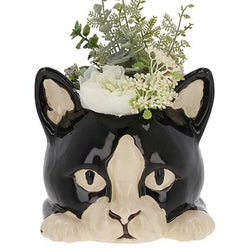Black & White Cat Head Planter