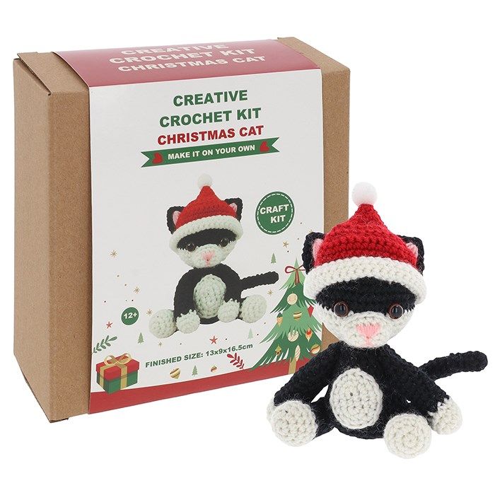 Black & White Festive Cat Crochet Kit