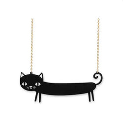 Black Sausage Cat Acrylic Necklace