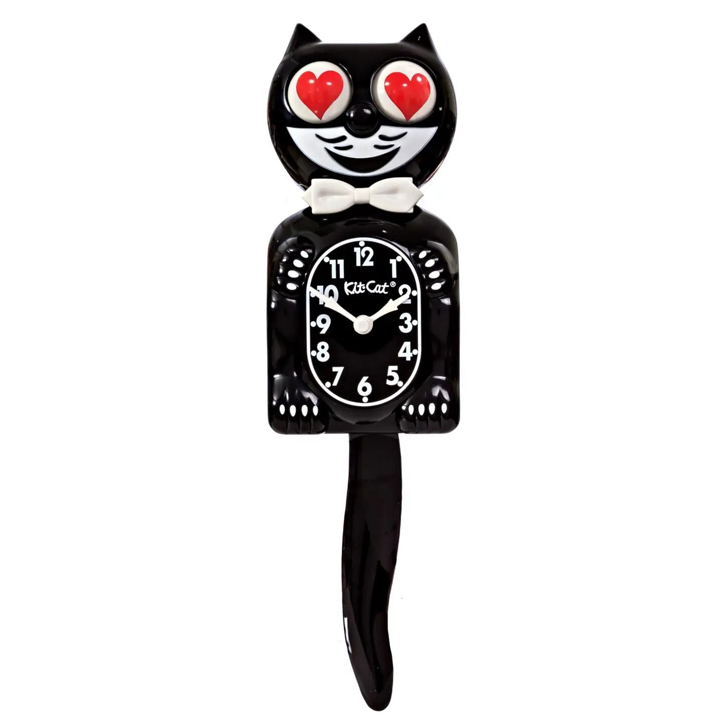 Hearts Eyes Black Kit Cat Klock