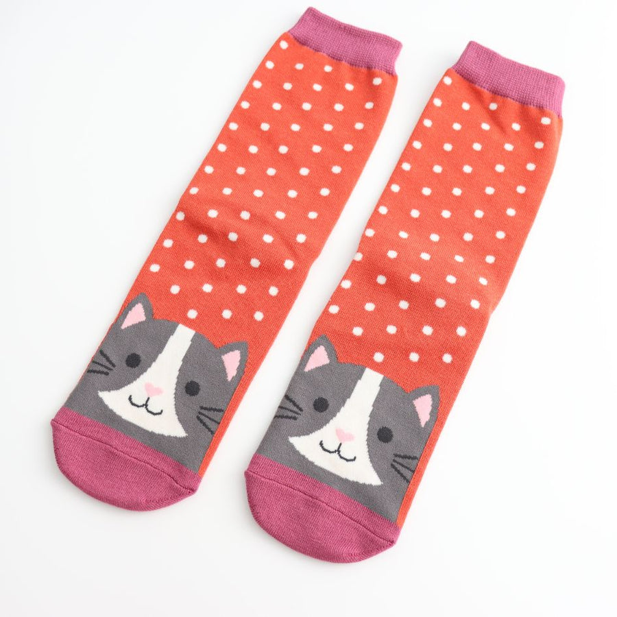 Spot Cat Socks, UK 4-7