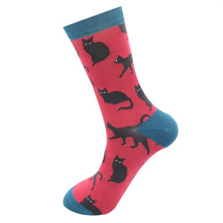Cute Cats Socks UK 7-11 RED