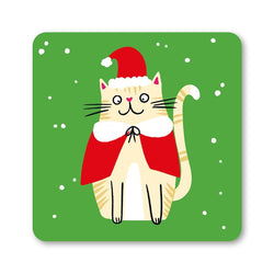 Funny Cute Cat Christmas Coaster