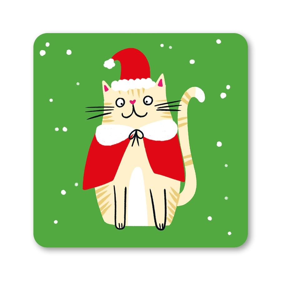 Funny Cute Cat Christmas Coaster