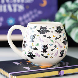 Cute & Creepy Cat Print Rounded Mug