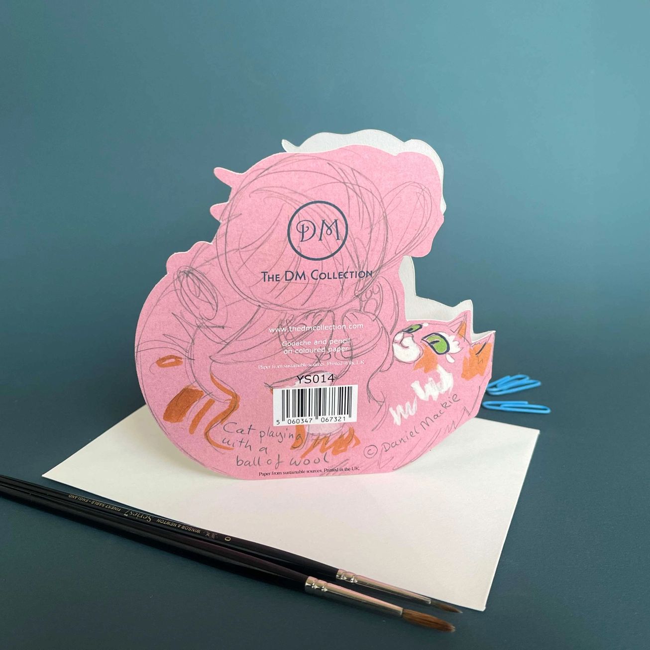 Ginger Cat & Wool Die Cut Greetings Card – The Cat Gallery