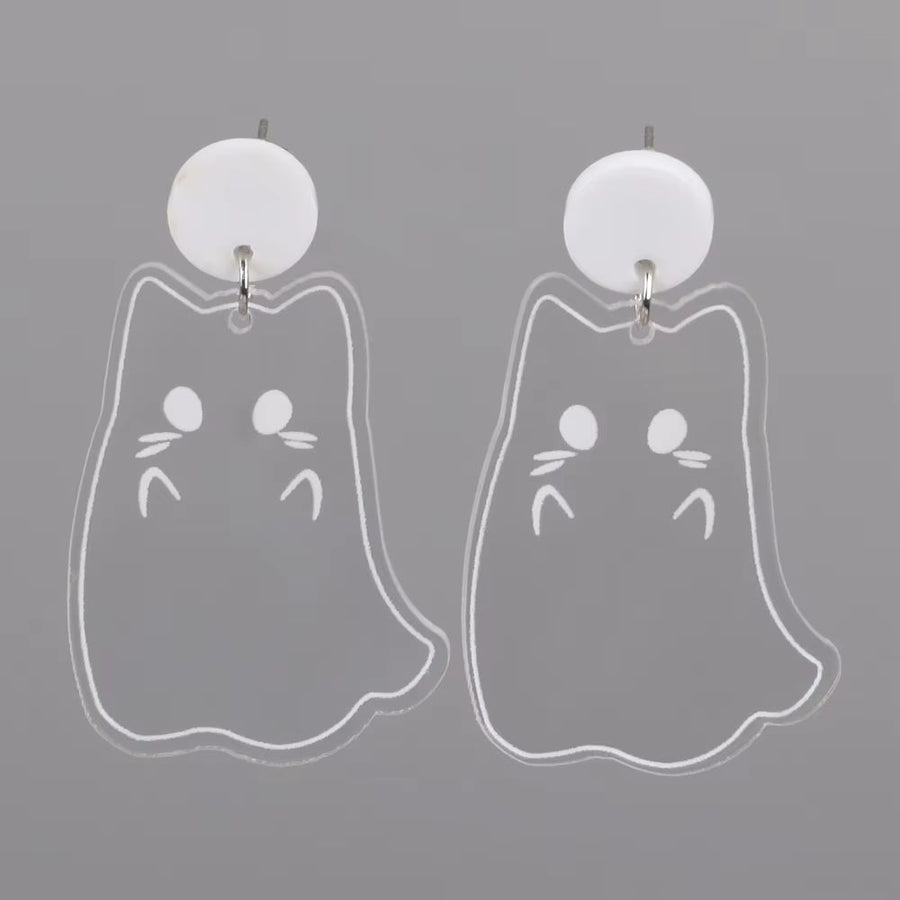 Transparent Ghost Cat Acrylic Earrings