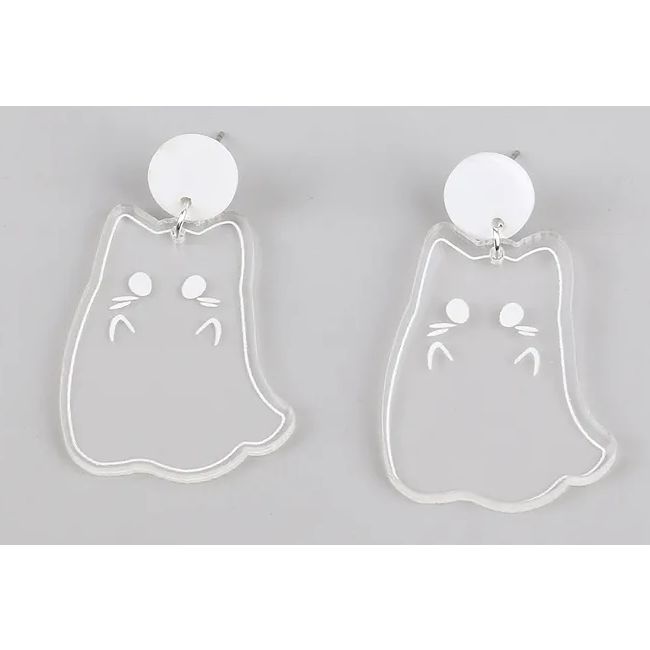 Transparent Ghost Cat Acrylic Earrings