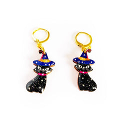 Black Cat Wizard Earrings