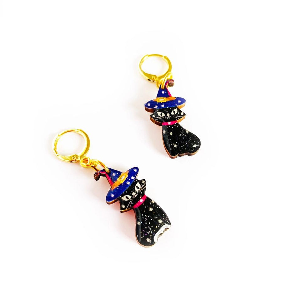 Black Cat Wizard Earrings
