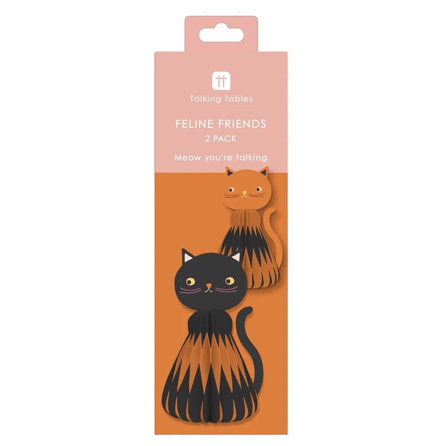 Halloween Black & Orange Cat Honeycomb Decorations