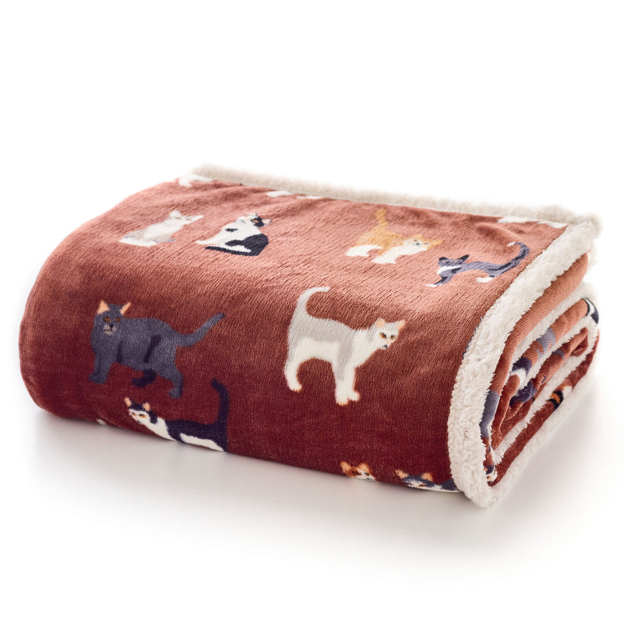 Supersoft Cats Printed Fleece Throw