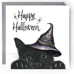 Peeking Cat Halloween Card