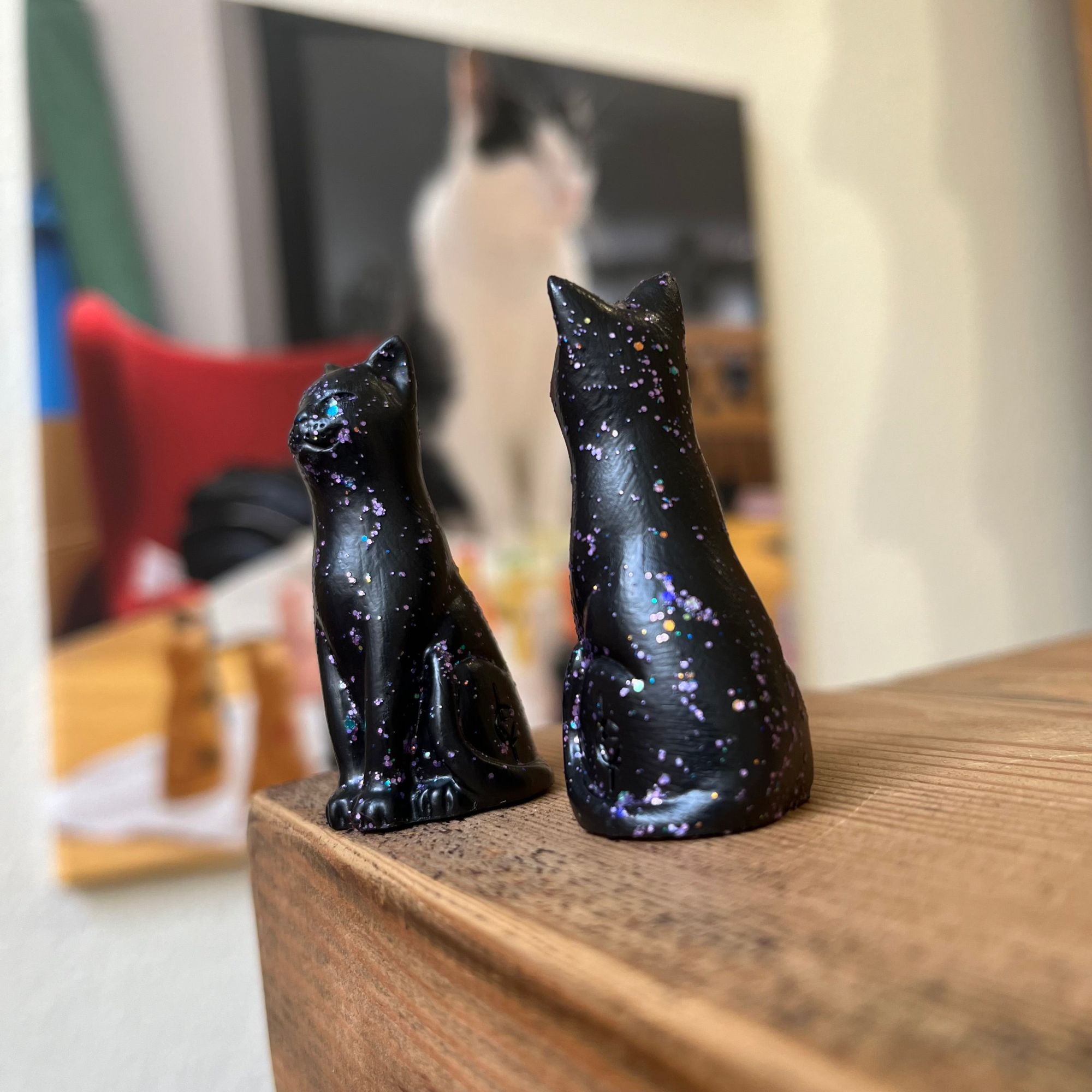 HOLOGRAPHIC BLACK Lucky Kitten | Lucky Cat Handmade in the UK