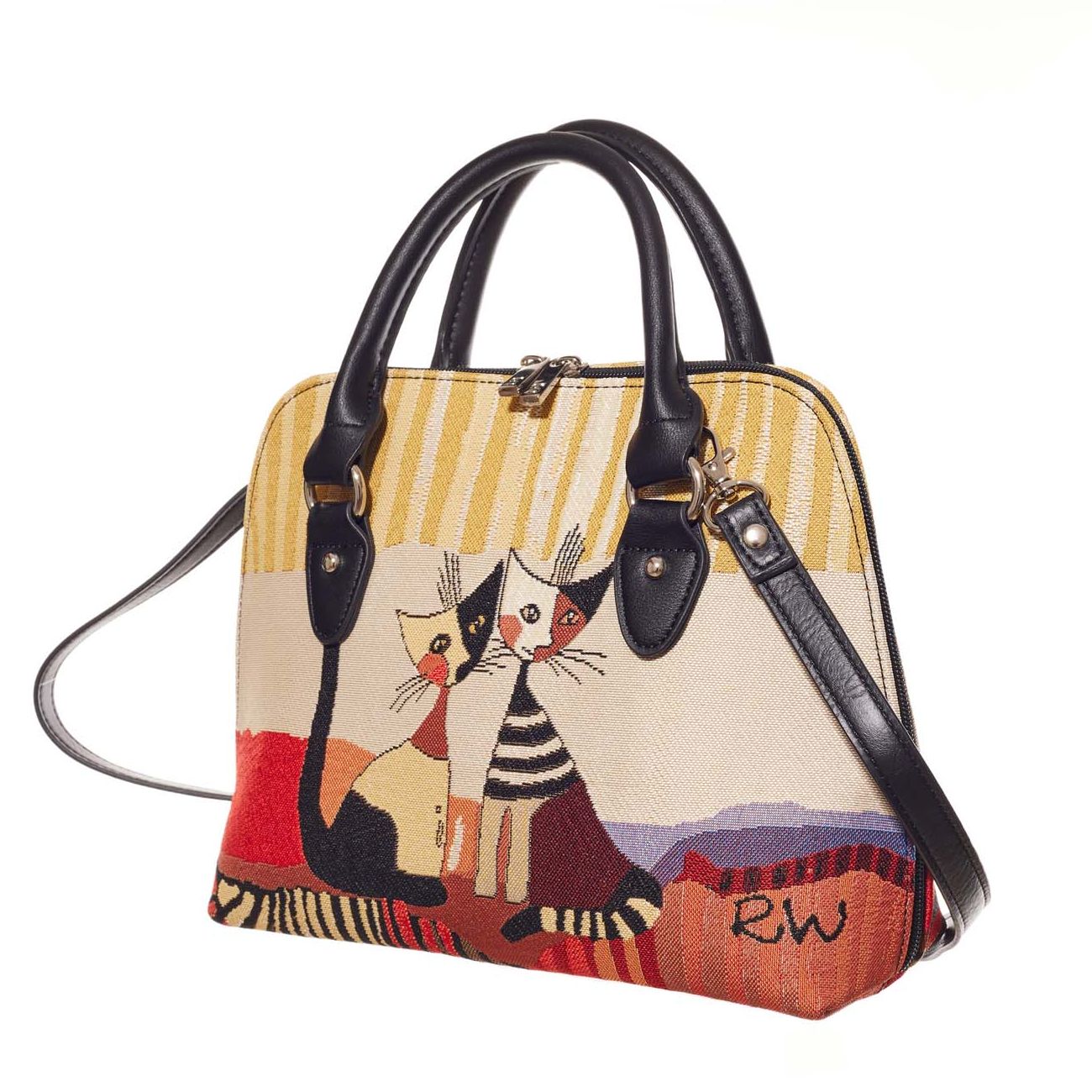 Bolso de mano con tapiz de gato descarado