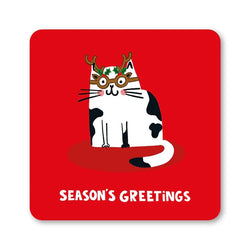 Seasons Greetings Cat Coaster