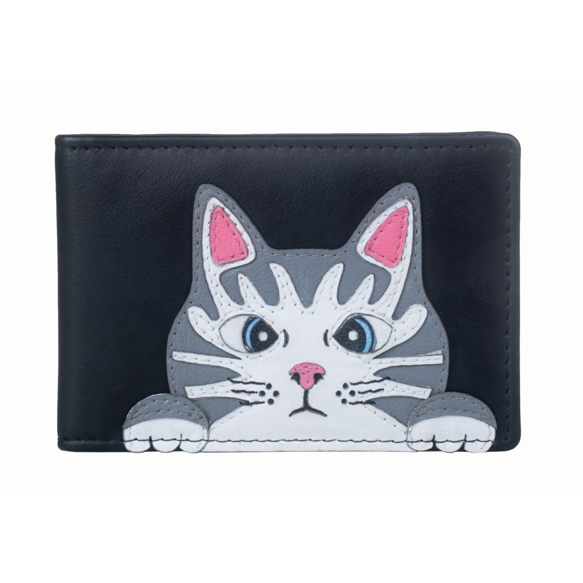 Tabby Cat Leather ID & Card Holder