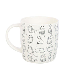 White Happy Cats Printed Mug