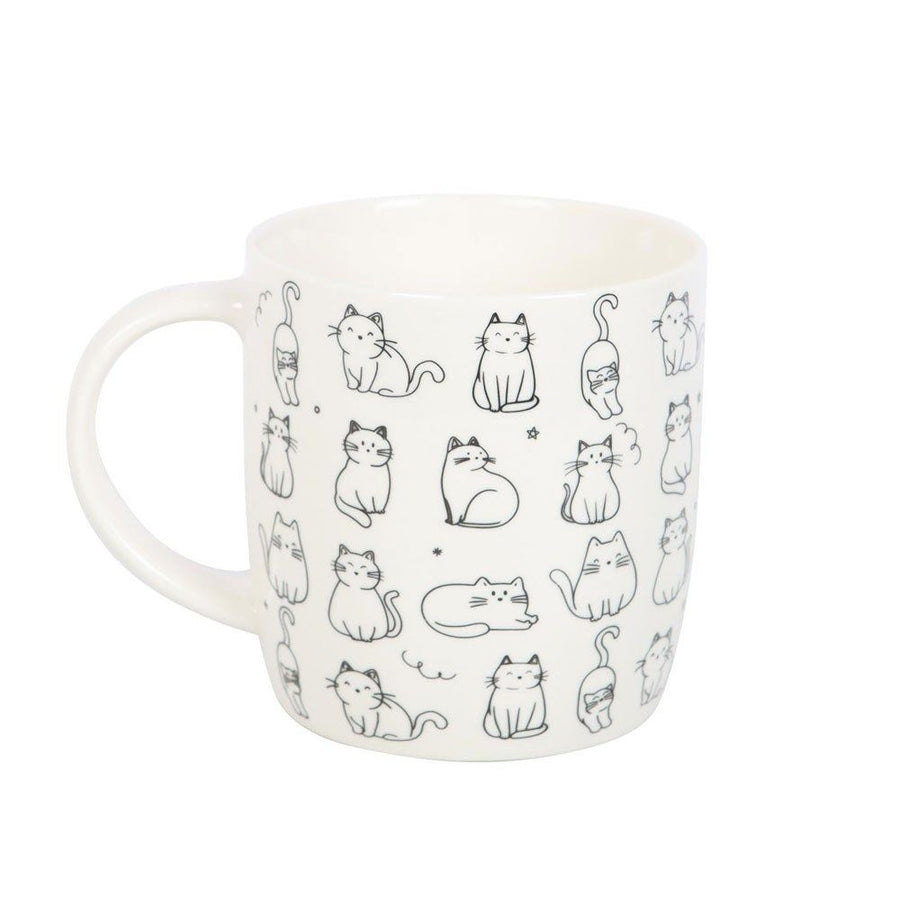 White Happy Cats Printed Mug
