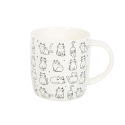 White Happy Cats Printed Mug