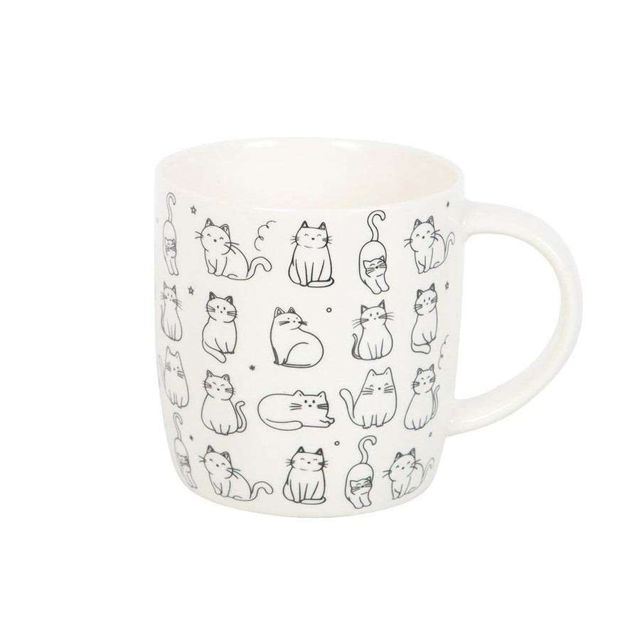 White Happy Cats Printed Mug