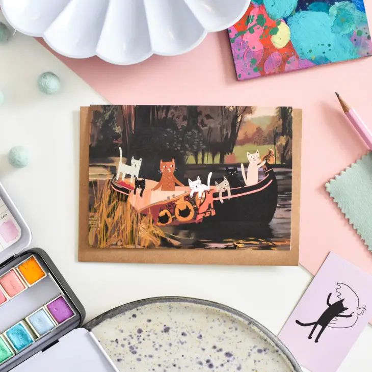 Tarjeta de arte de gatos, los gatos de Shalott