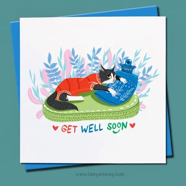 Get Well Soon Cats Card, Tanya Riarey