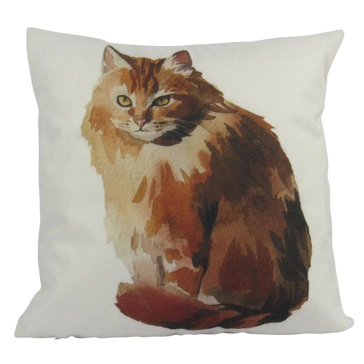 Ginger Cat Handmade Cushion, 8x8"