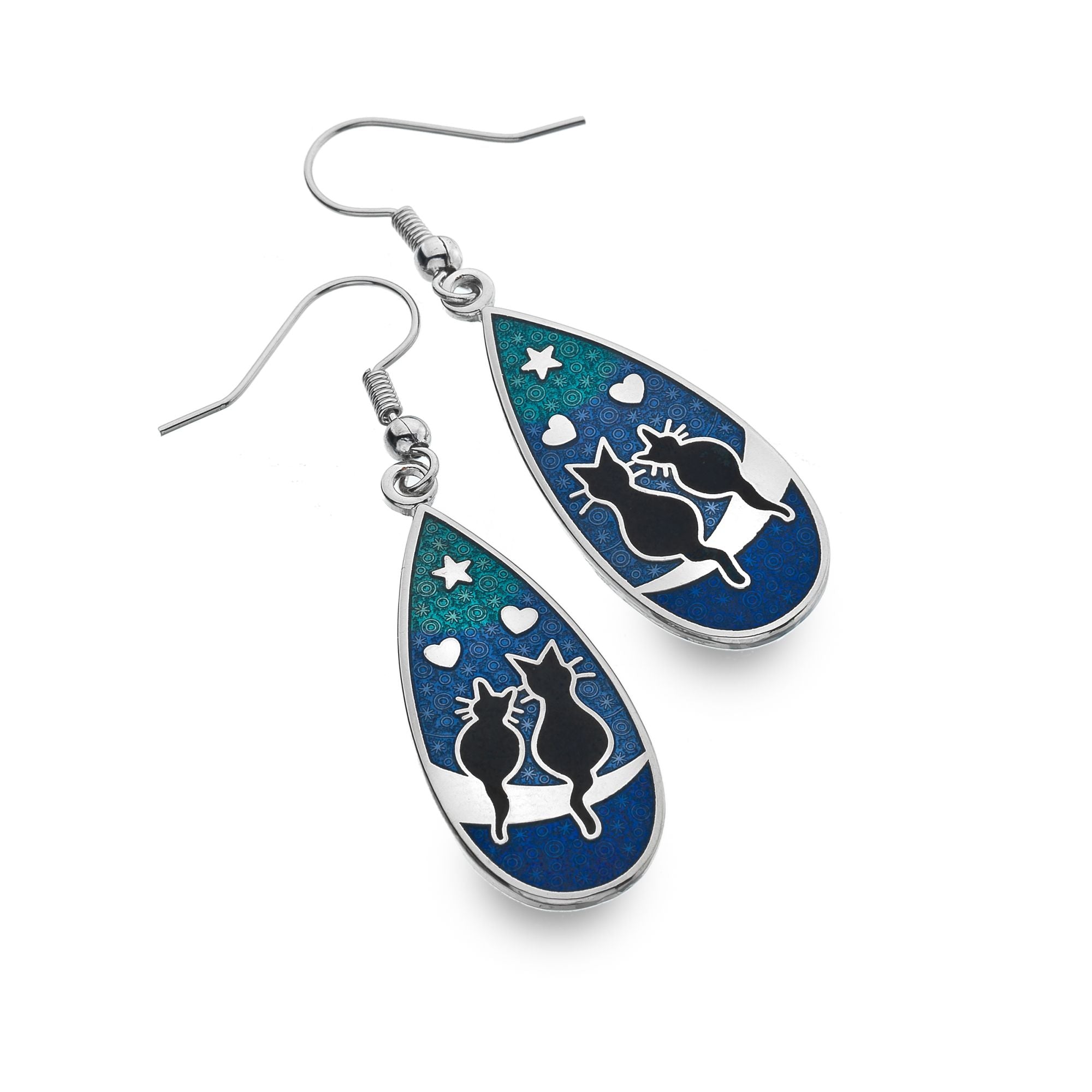 Pendientes de lágrima de esmalte Love Cats