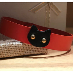 Black Cat Face Leather Bracelet
