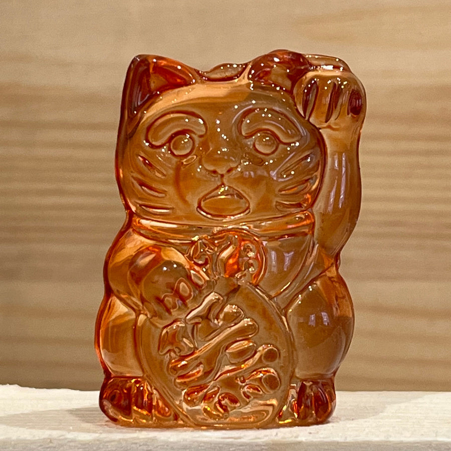 Maneki Neko Lucky Glass Cat Orange - Safe Travel