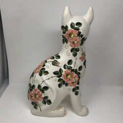 Vintage Griselda Hill (Wemyss) Pottery Large Floral RH Cat