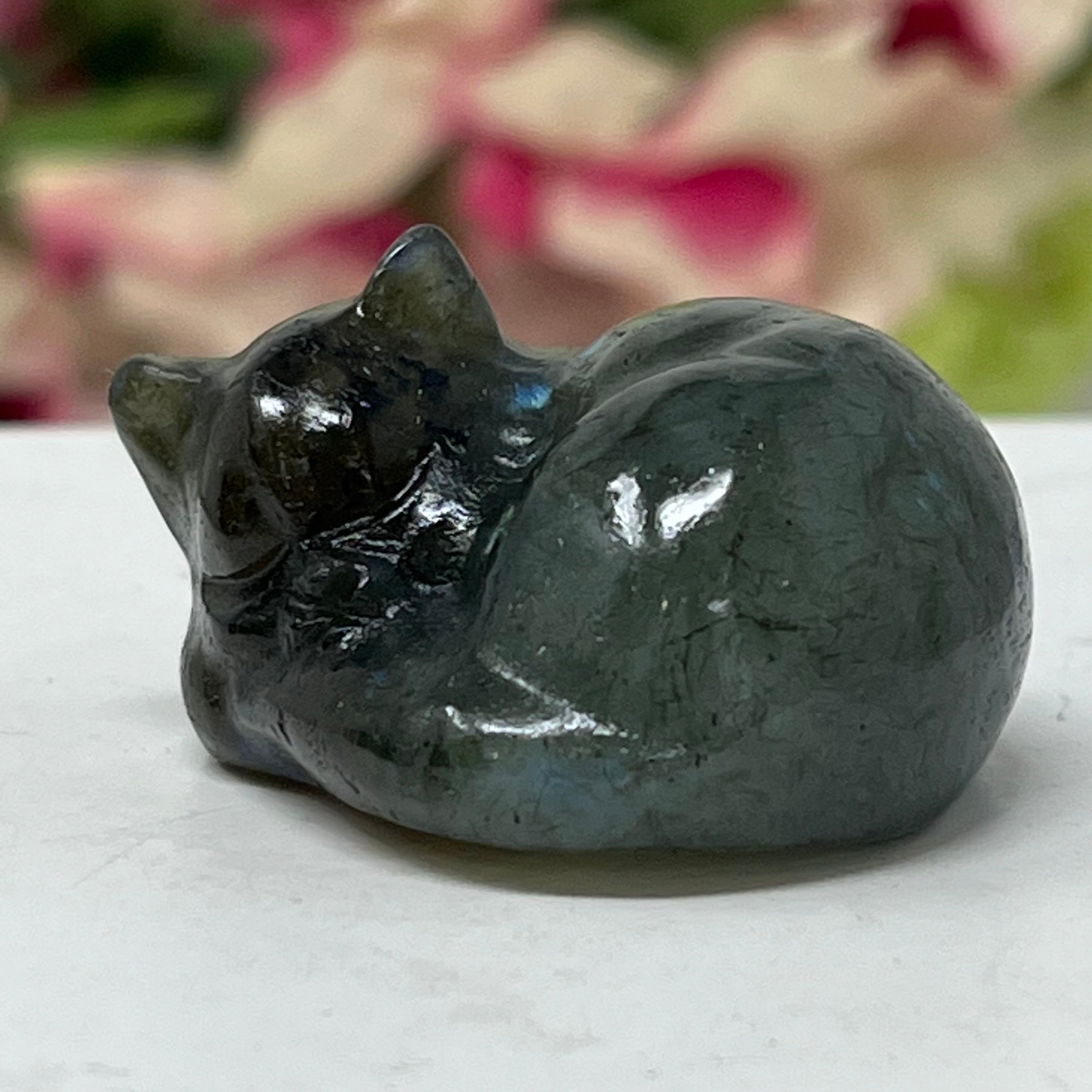 #3 Labradorite Sleeping Gemstone Cat March Birthstone