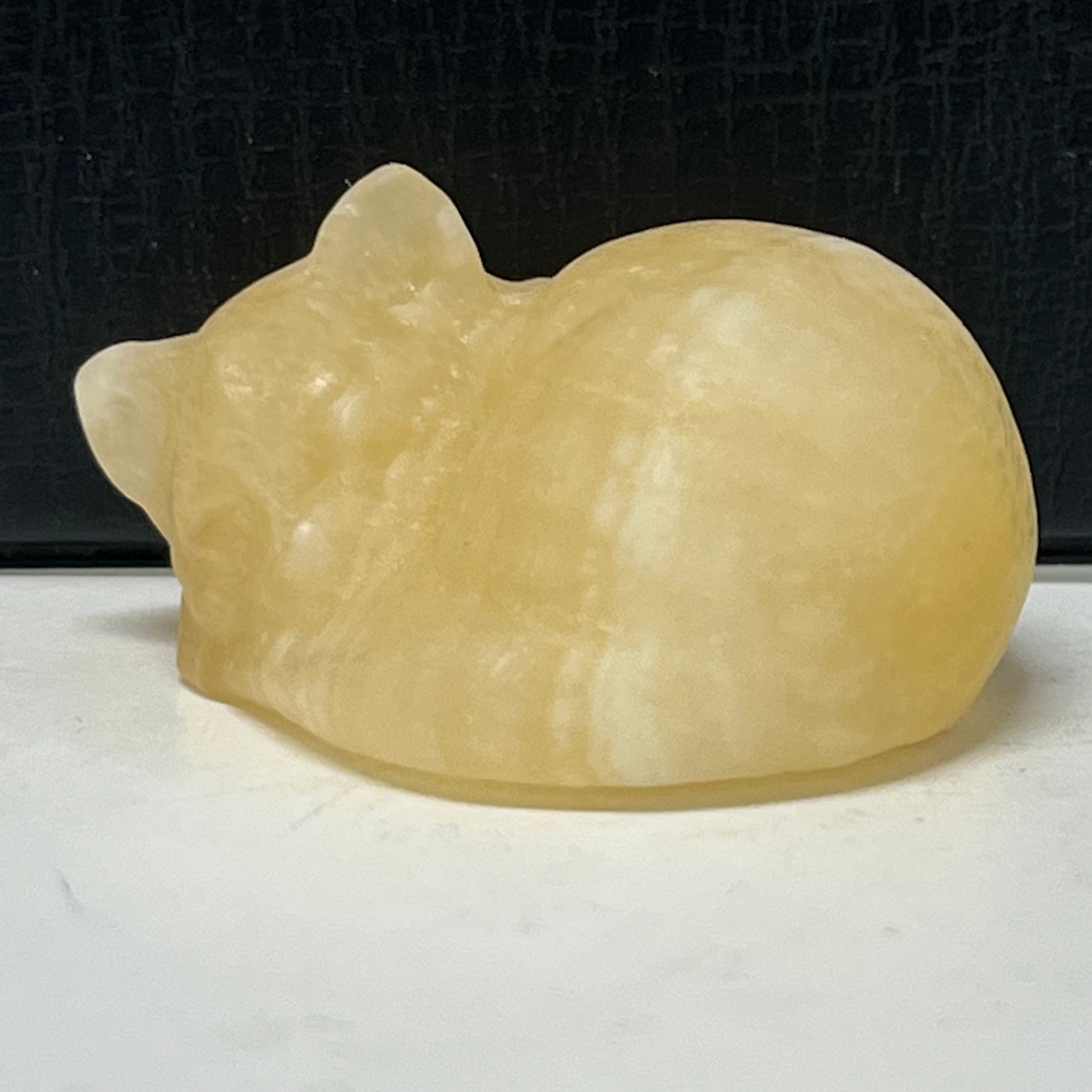 #11 Yellow Calcite Sleeping Gemstone Cat November Birthstone