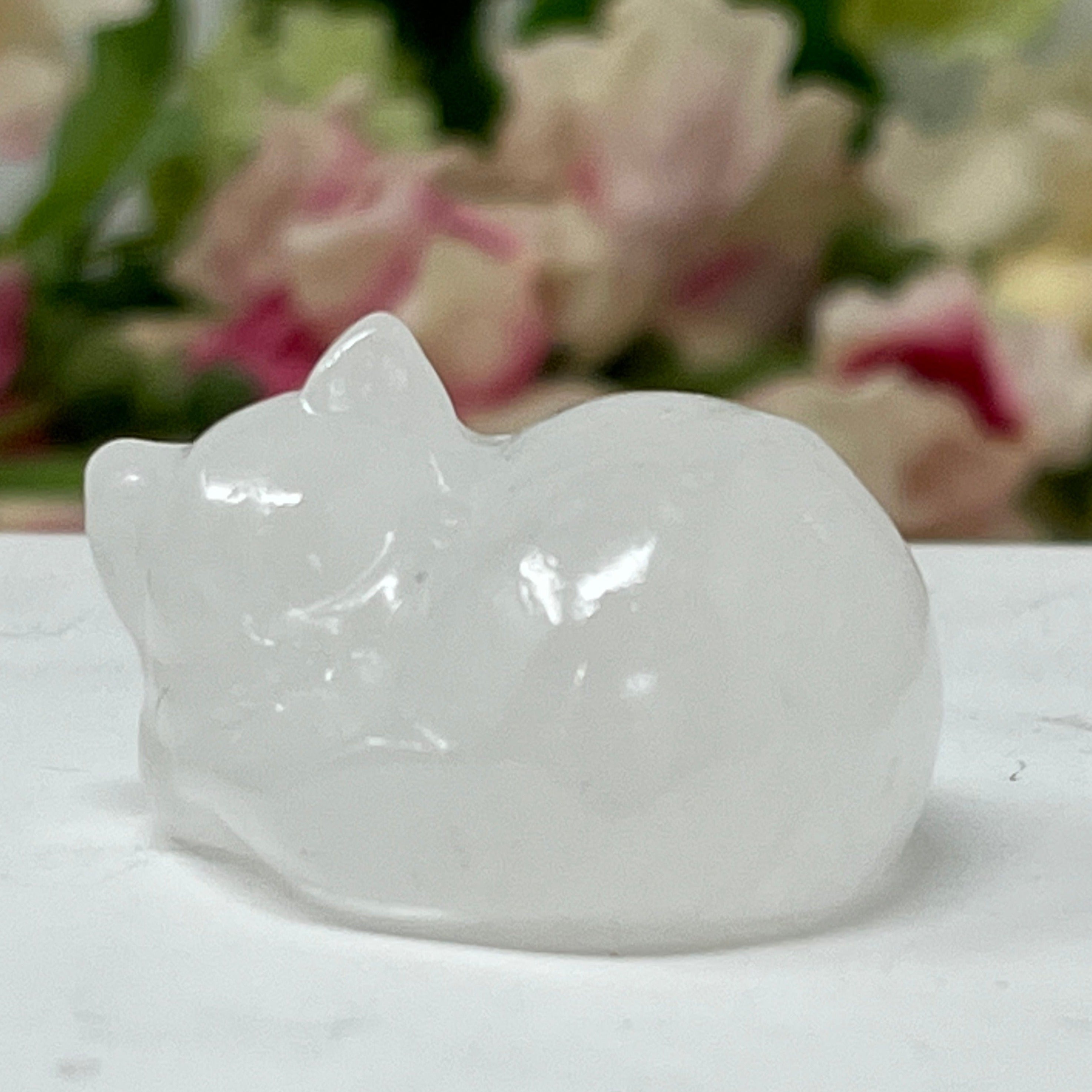#4 Clear Quartz Sleeping Gemstone Cat April Birthstone