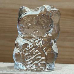 Maneki Neko Lucky Glass Cat White / Clear - Happiness