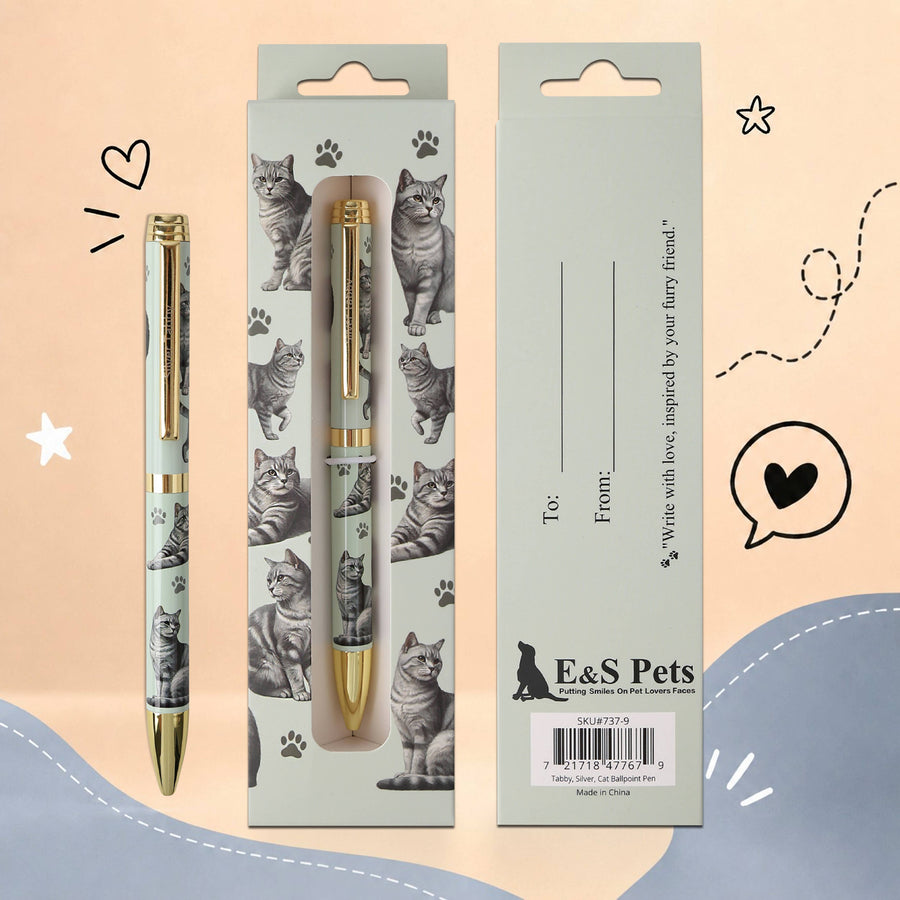 Silver Tabby Cat Ballpoint Pen