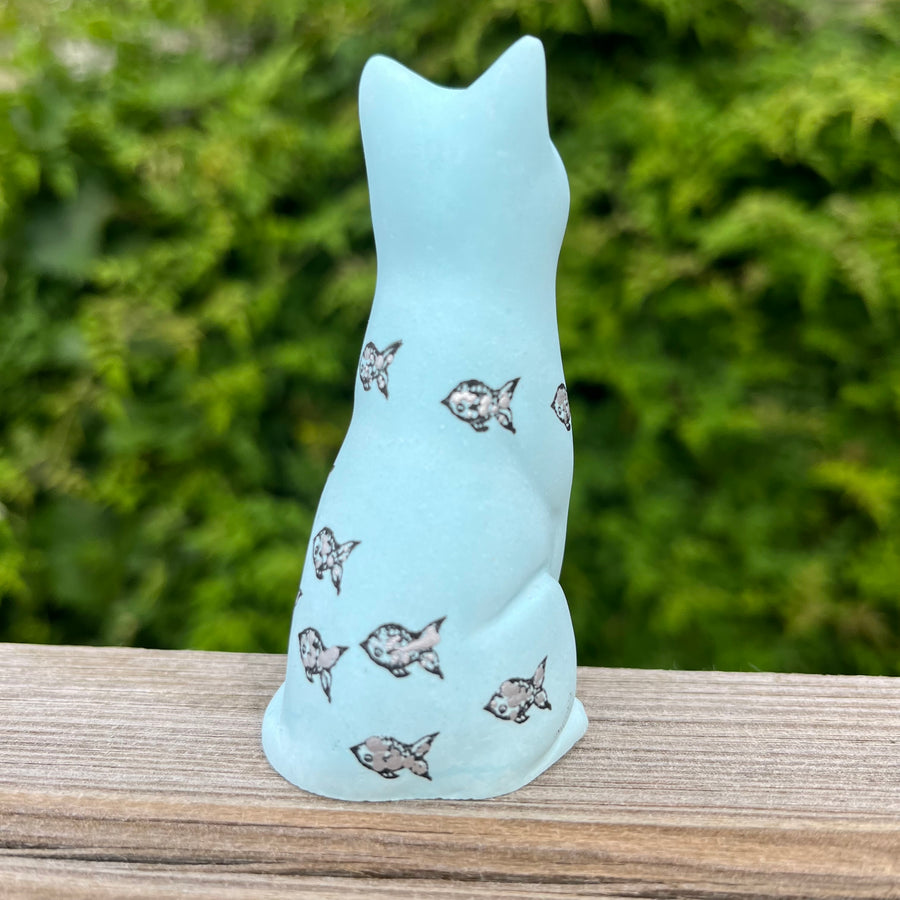 Cat Fish Hand Coloured Original Lucky Cat