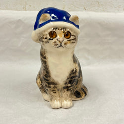 Winstanley Tabby & White Blue Santa Hat Cat - Size 2