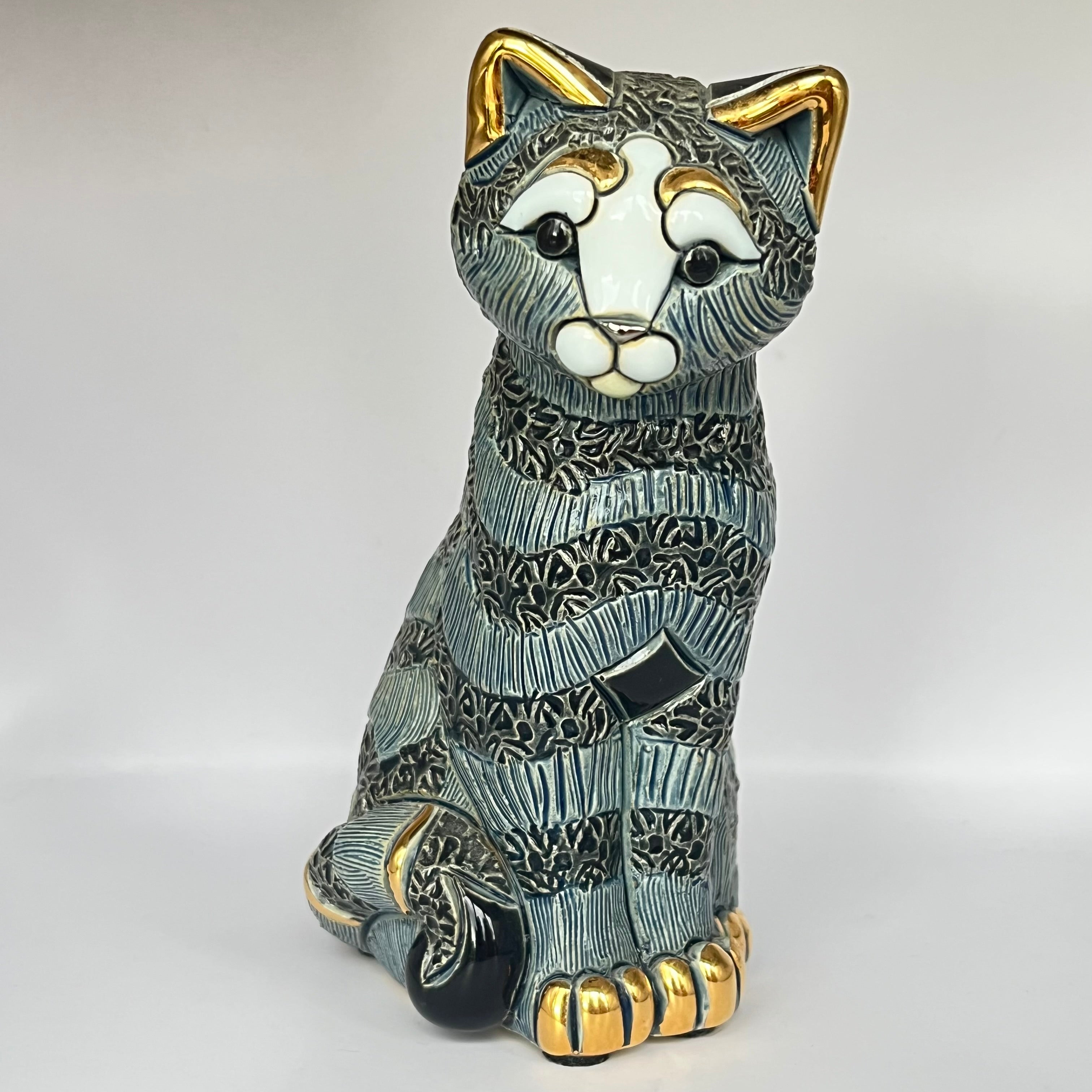 Vintage De Rosa Large Blue Stripy Cat F193