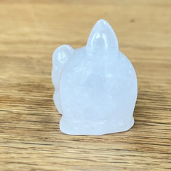 Clear Quartz Gemstone Stretching Cat April Birthstone