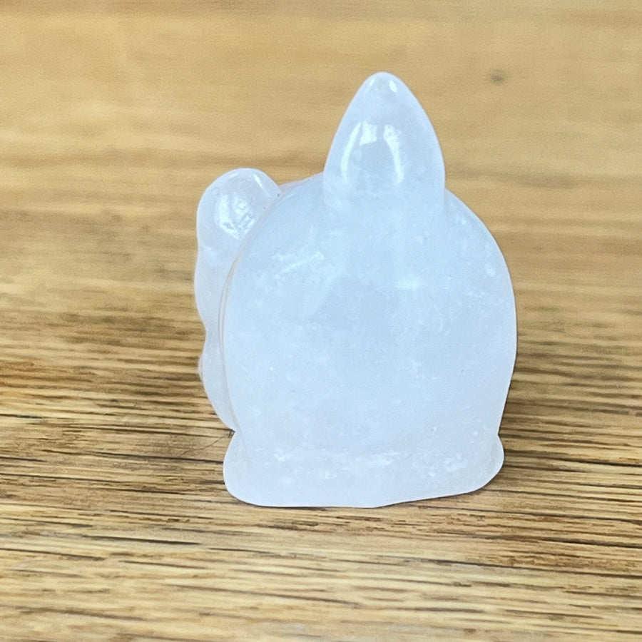 Clear Quartz Gemstone Stretching Cat April Birthstone