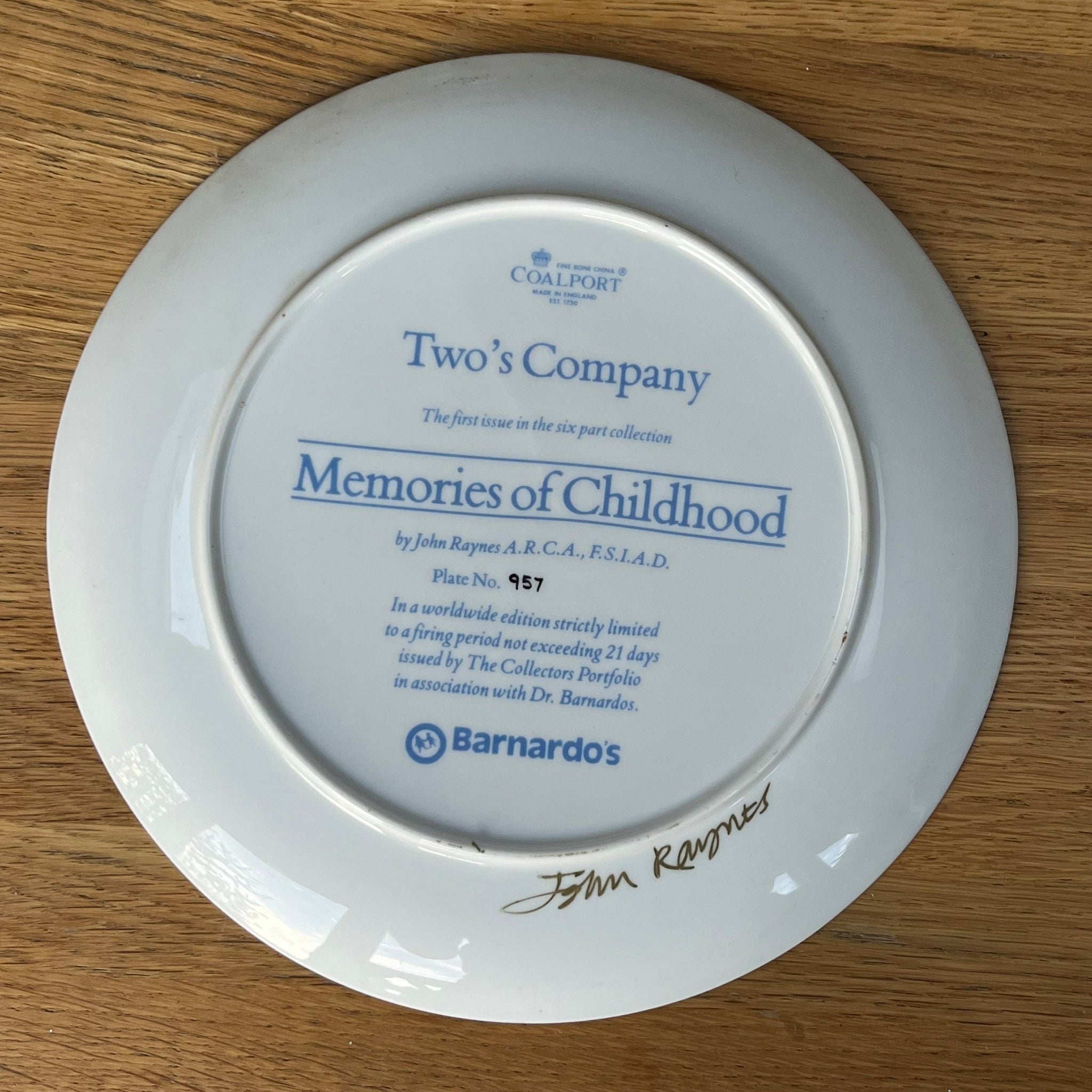 Vintage Plate Two's Company by Coalport / Barnardo's
