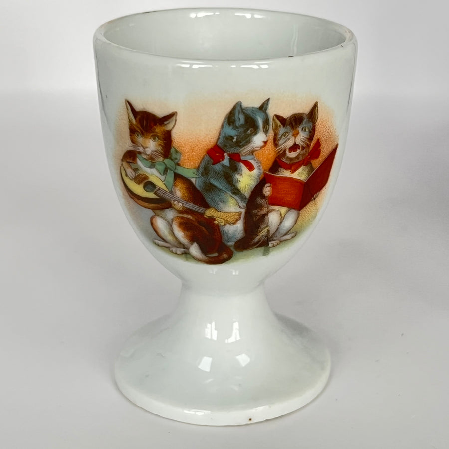 Vintage Musical Cats Egg Cup, Transfer Printed