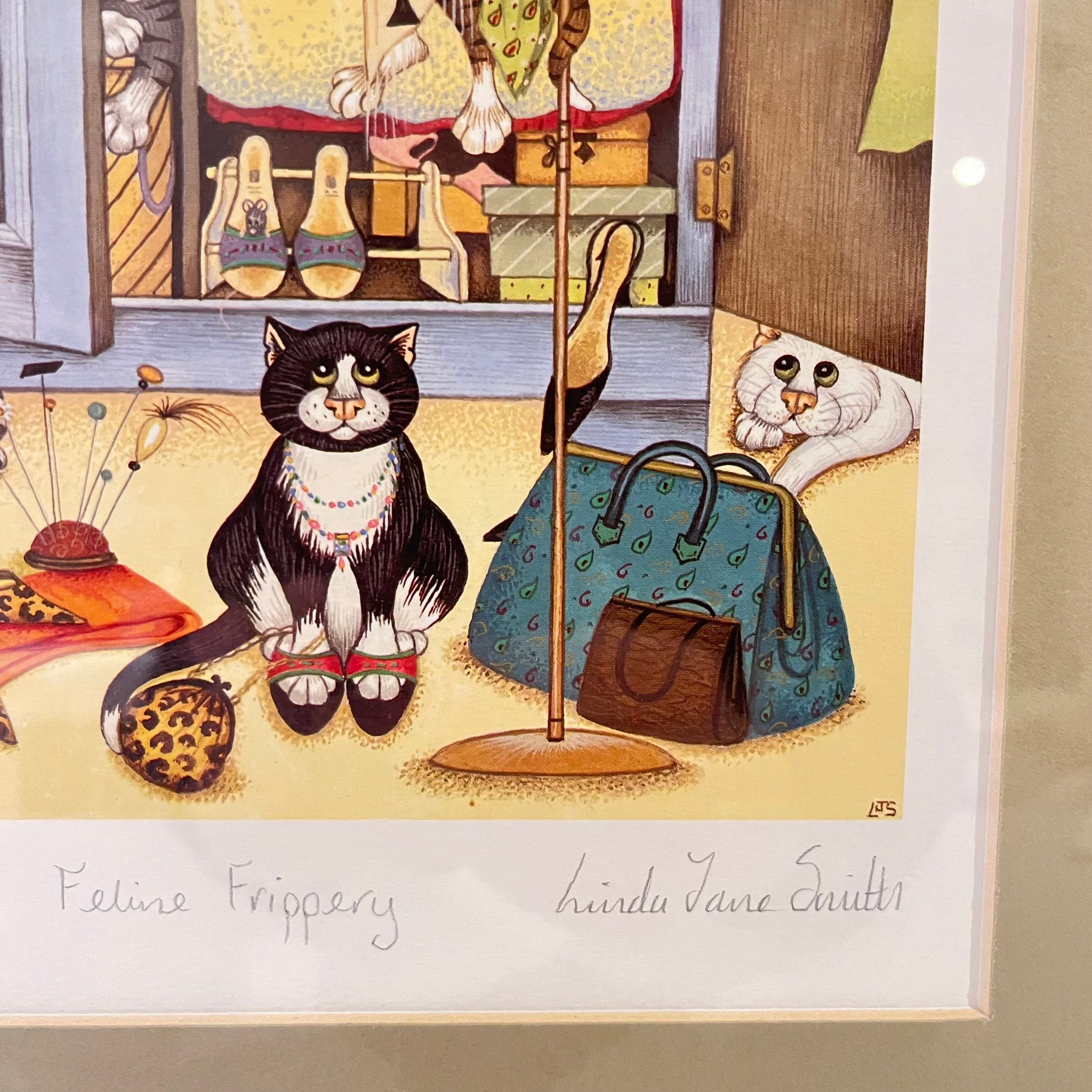 Feline Frippery, Linda Jane Smith Vintage Framed Limited Edition Print